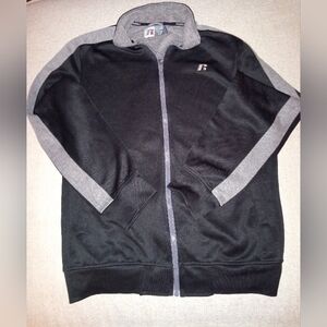 Russell Athletic, Men's, Sweater Jacket, Size medium, Color Black and Gray 🩶